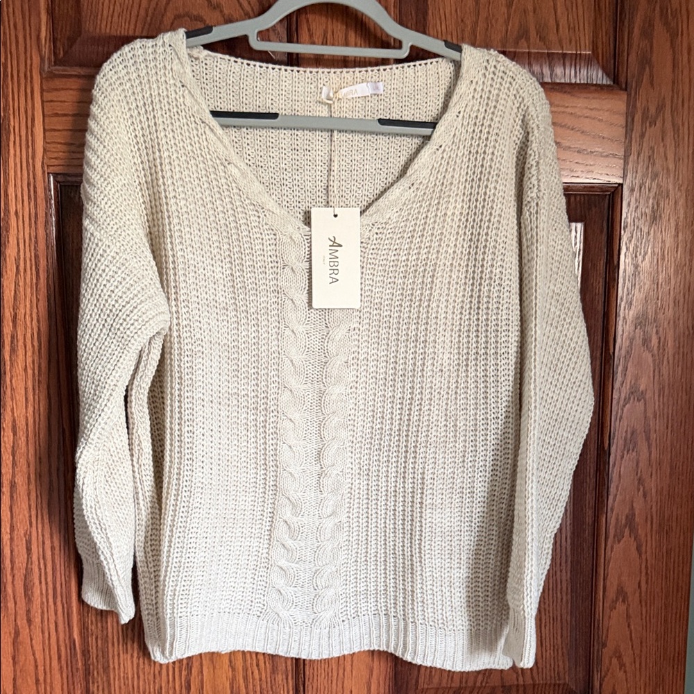 Ambra Women's V-Neck Sweater - Cream